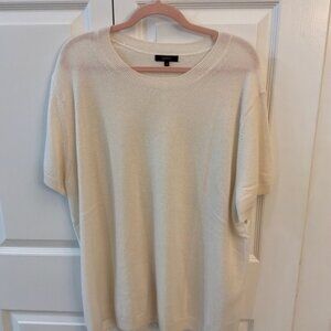 The Quince Mongolian Cashmere Short Sleeved Tee in Oatmeal Beige Size 3x
